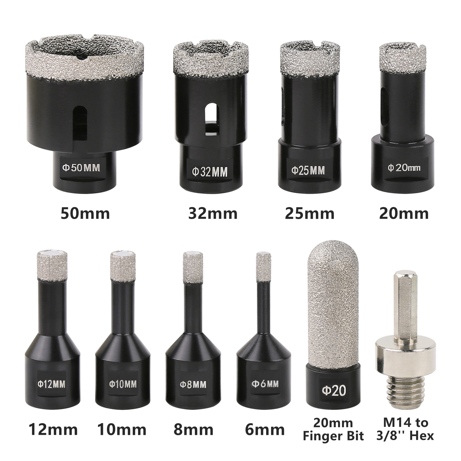 10pcs M14 Dry Vacuum Brazed Diamond Hole Saw