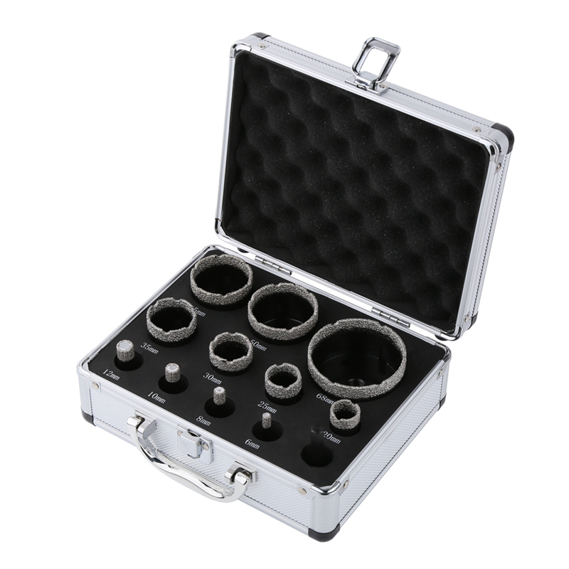 12pcs M14 Dry Vacuum Brazed Diamond Hole Saw Sided Aluminum Box (Set B)