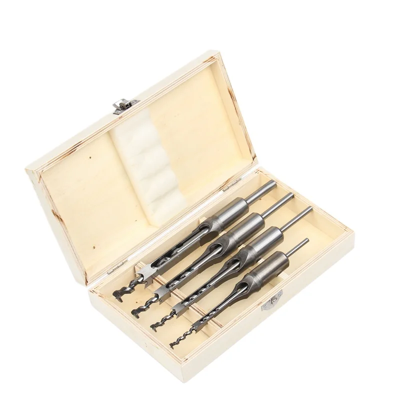 4 Pcs Kits 6.4/8/9.5/12.7mm square Screw Drill Tenon Chisel Adjustable Wood Drill