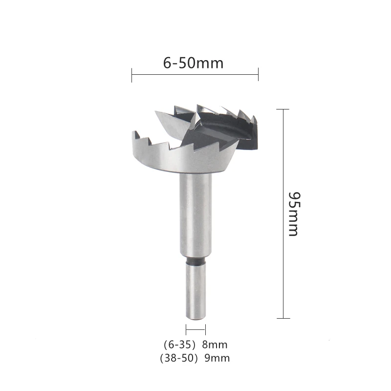 16PCS High Carbon Steel Forstner Tips Wood Working Tools Hole Saw Cutter Hinge Boring Drill Bits Round Shank