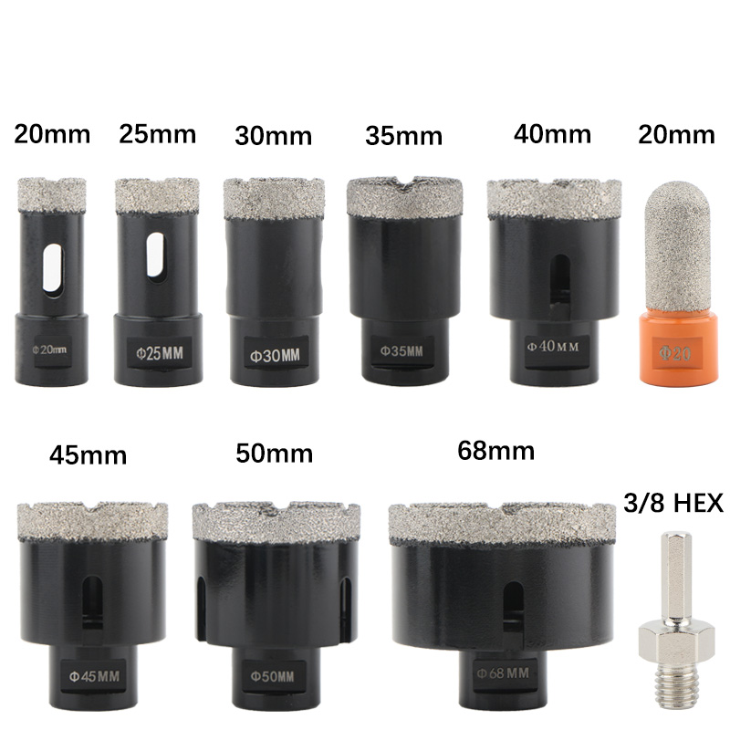 10pcs M14 Dry Vacuum Brazed Diamond Hole Saw (Set A)