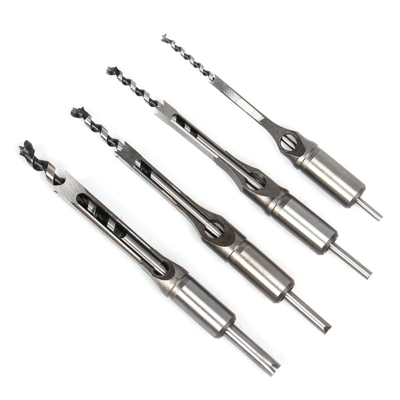 4 Pcs Kits 6.4/8/9.5/12.7mm square Screw Drill Tenon Chisel Adjustable Wood Drill